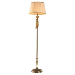 Chic 1-Light Floor Lamp with French Shiny Gold Brass Finishing & Amber Crystals