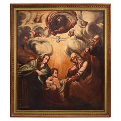 Trinity, Holy Family and Saints, Oil on Canvas, Spain, 17th Century