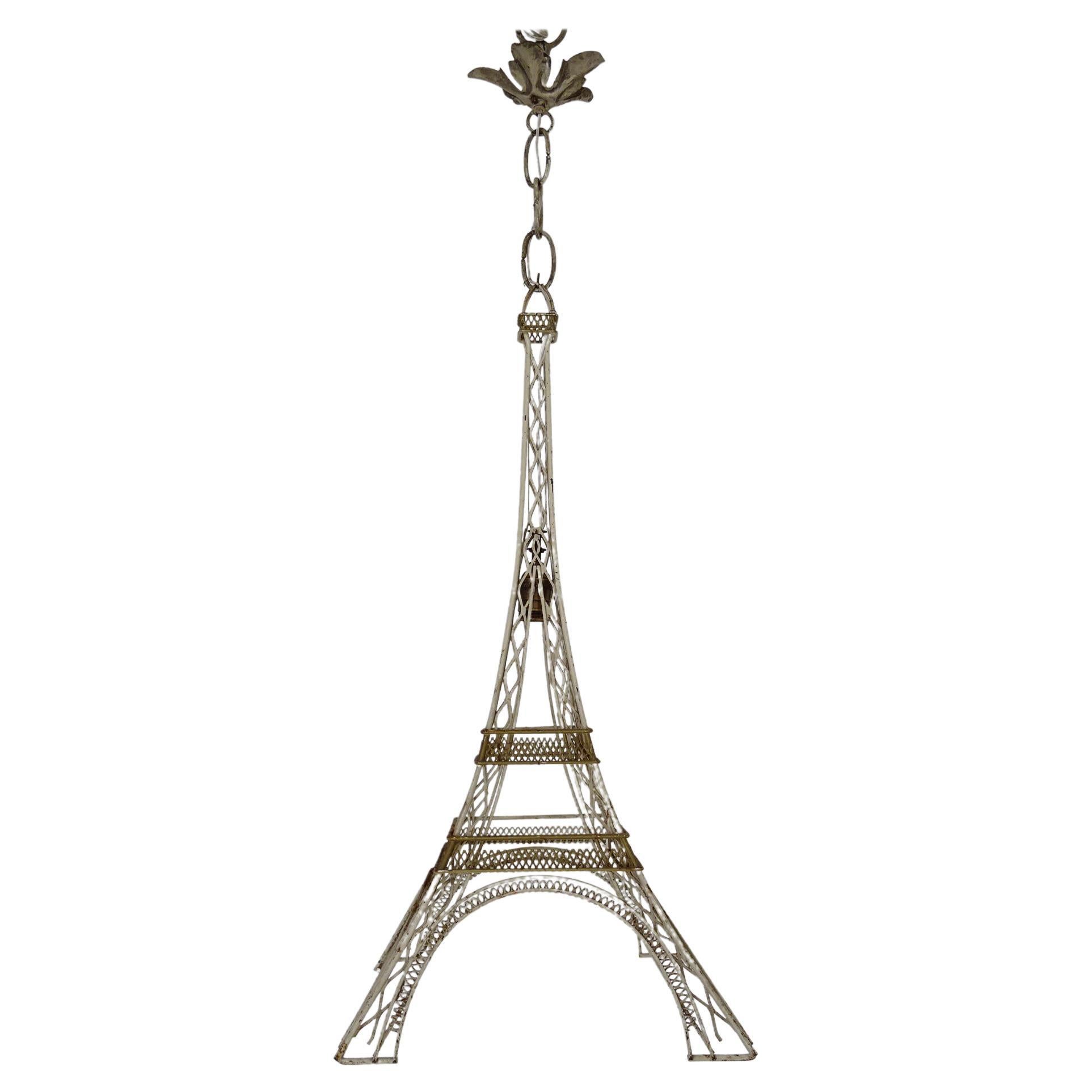 Eiffel Tower Tole Cream & Gold Paris Chandelier circa 1940 One of a Kind