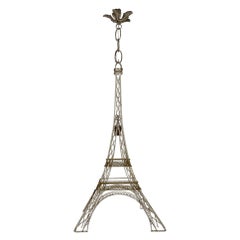 Vintage French Eiffel Tower Tole Cream & Gold Paris Chandelier circa 1940 One of a Kind