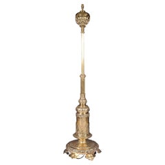 Lampadaire télescopique standard en laiton du 19ème siècle