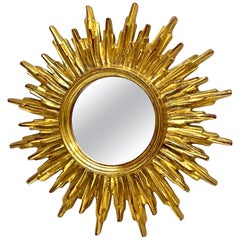 Petite Starburst Sunburst Gilded Resin Mirror, Belgium, circa 1970s