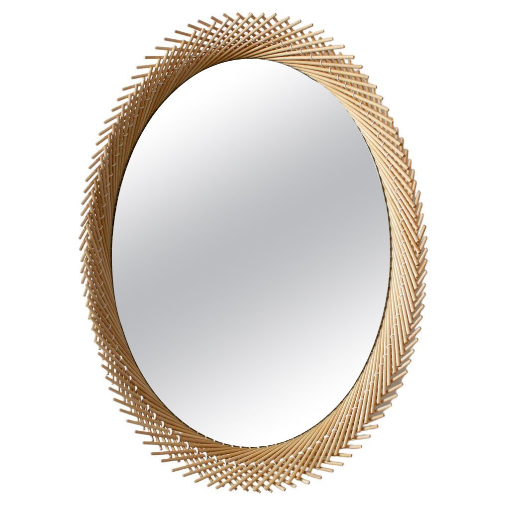 Mooda Mirror Oval 28 / Natural Maple Wood, Clear Mirror by INDO-
