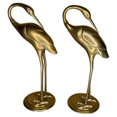 Mid-Century Brass Cranes Matching, a Pair