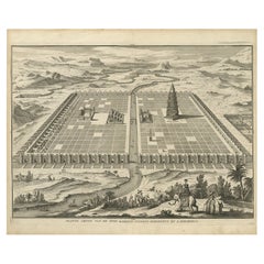 Ancient Babylon with The Tower of Babel According to Herodotus & Kircherus, 1730
