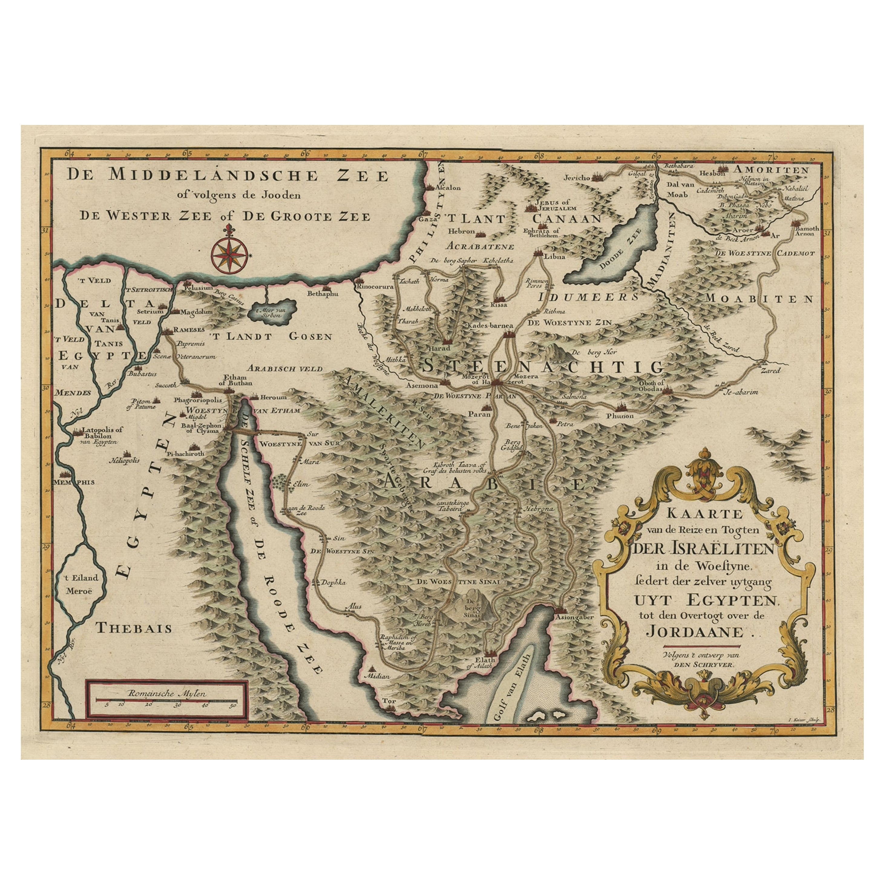 The Perigrination Showing Routes of the Israelites from Egypt to Jordan, ca.1725