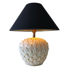 Lampe de table en céramique artichaut, française, vers 1970