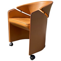 Beautiful Desk Arm Chair by Matteo Grassi, Cognac Leather, Italy