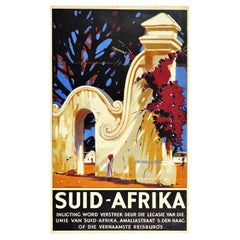 Original Vintage Travel Poster Suid Afrika South Africa Cape Dutch Architecture