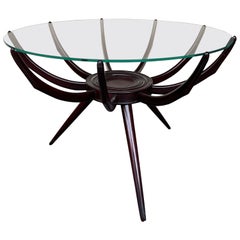 Mid Century Wood and Glass Spider Coffee Table by Carlo De Carli, Italy, 1950s