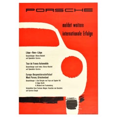 Original Vintage Porsche Poster Speedster Carrera Coupe Spyder Car Race Victory