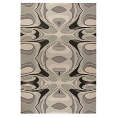 Doris Leslie Blau Collection Modern Cyclone Flat-Weave Rug in Beige and Gray