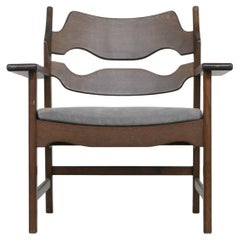 Retro Henning Kjaernulf Oak Razor Mid-Century Danish Armchair