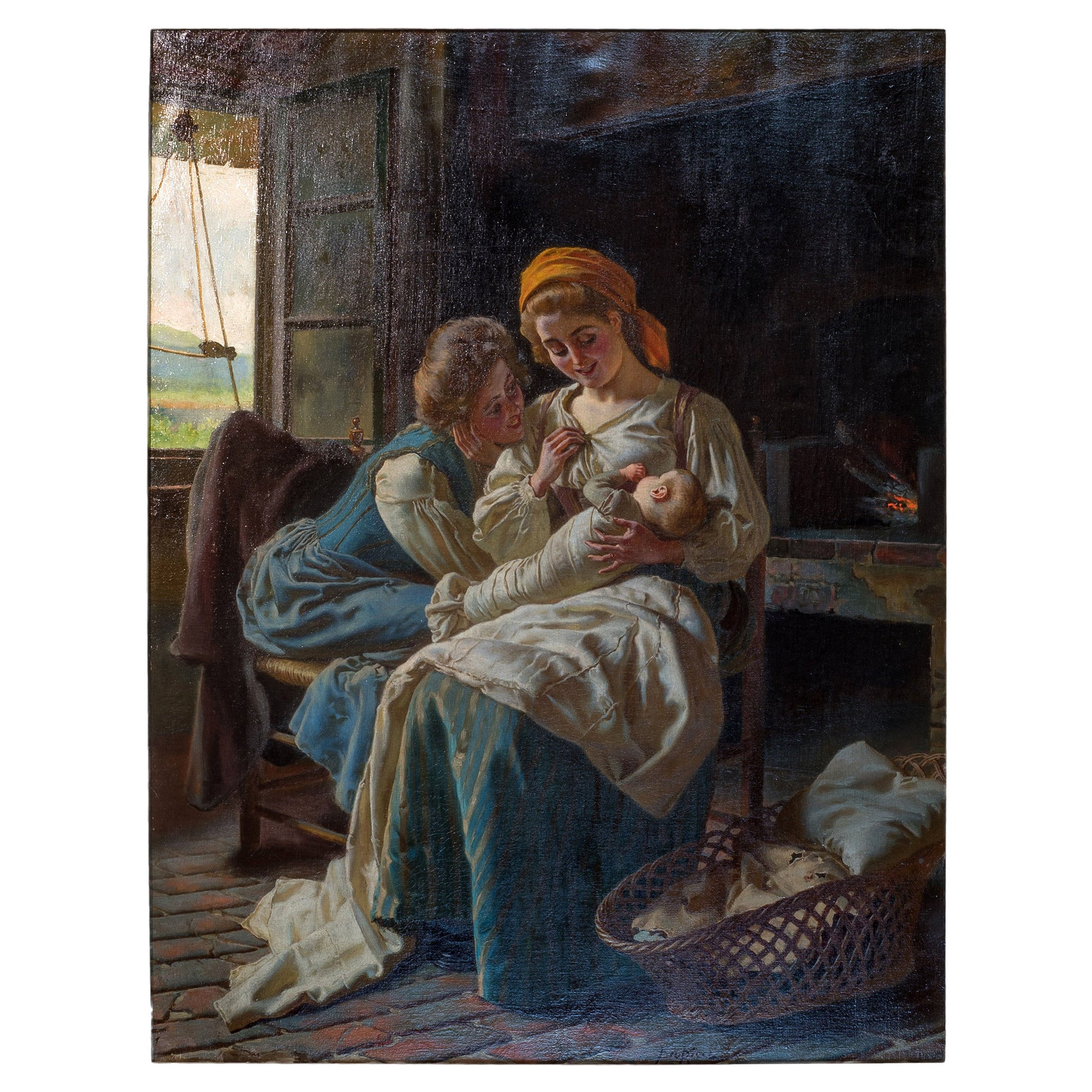Fine Italian Painting of Mother and Child by Pio Ricci For Sale
