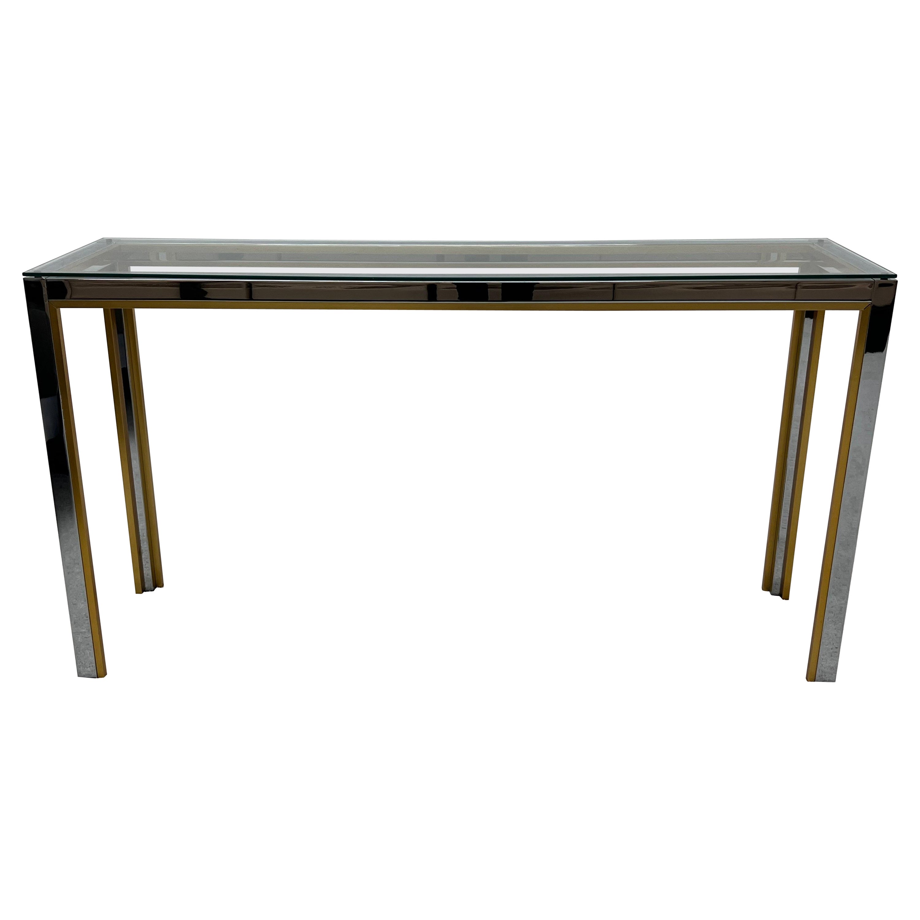 Mid-Century Chrome and Glass Console Table After Romeo Rega, Italy