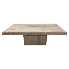 Italian Polished Travertine Rectangular Coffee or Cocktail Table, 1970s
