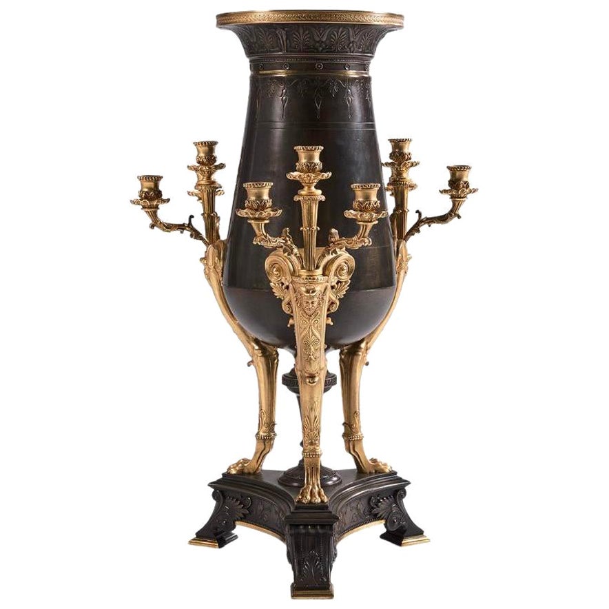 Impressive French 19th Century Neo-Greek Style Bronze Nine-Lights Centerpiece For Sale