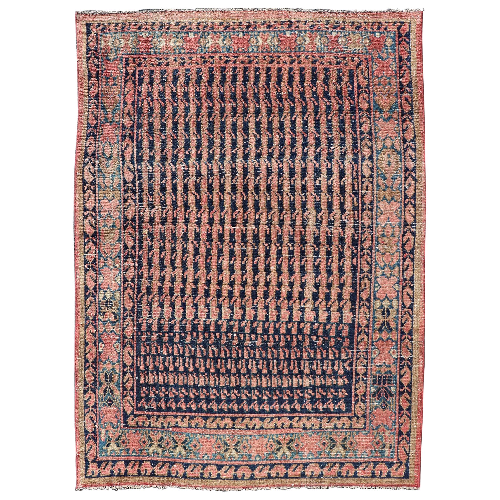 Colorful Antique Persian Hand Knotted Hamadan Rug with All-Over Tribal Motifs For Sale