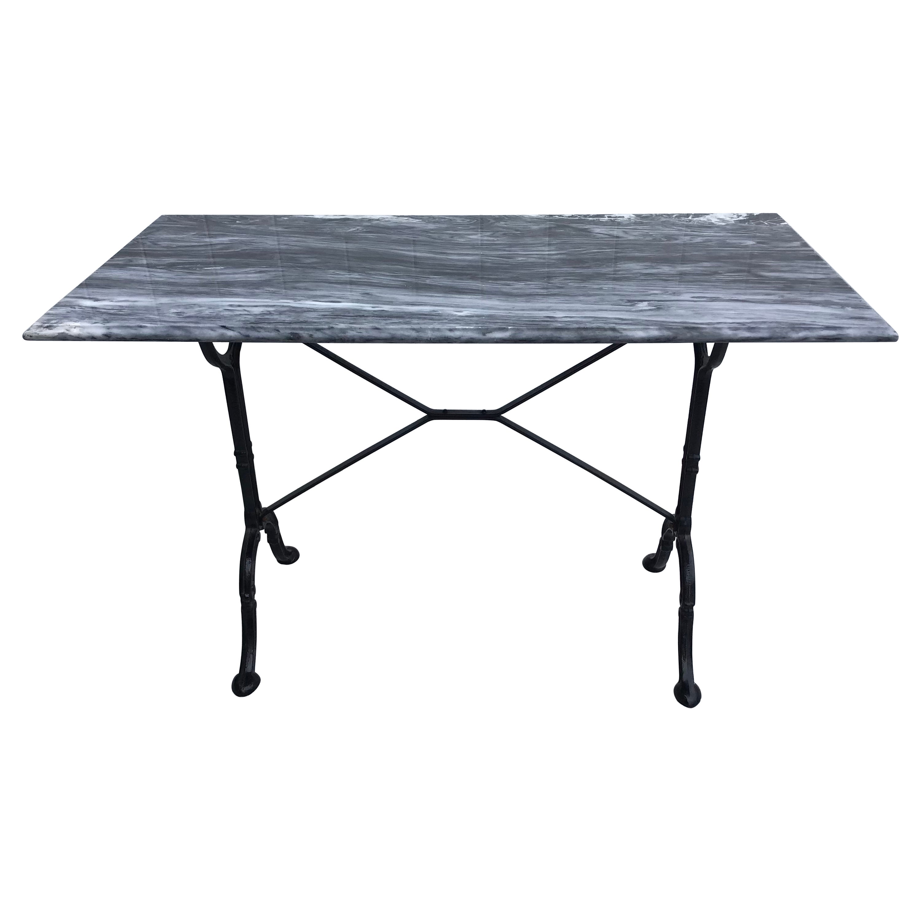 French Cast Iron Marble-Top Bistro Table