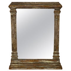  Neoclassical Style Gilt and Silvered Mirror with Carved Columns