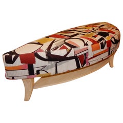 Retro Rare Mid-Century Modern Upholstered Custom Danish Bench