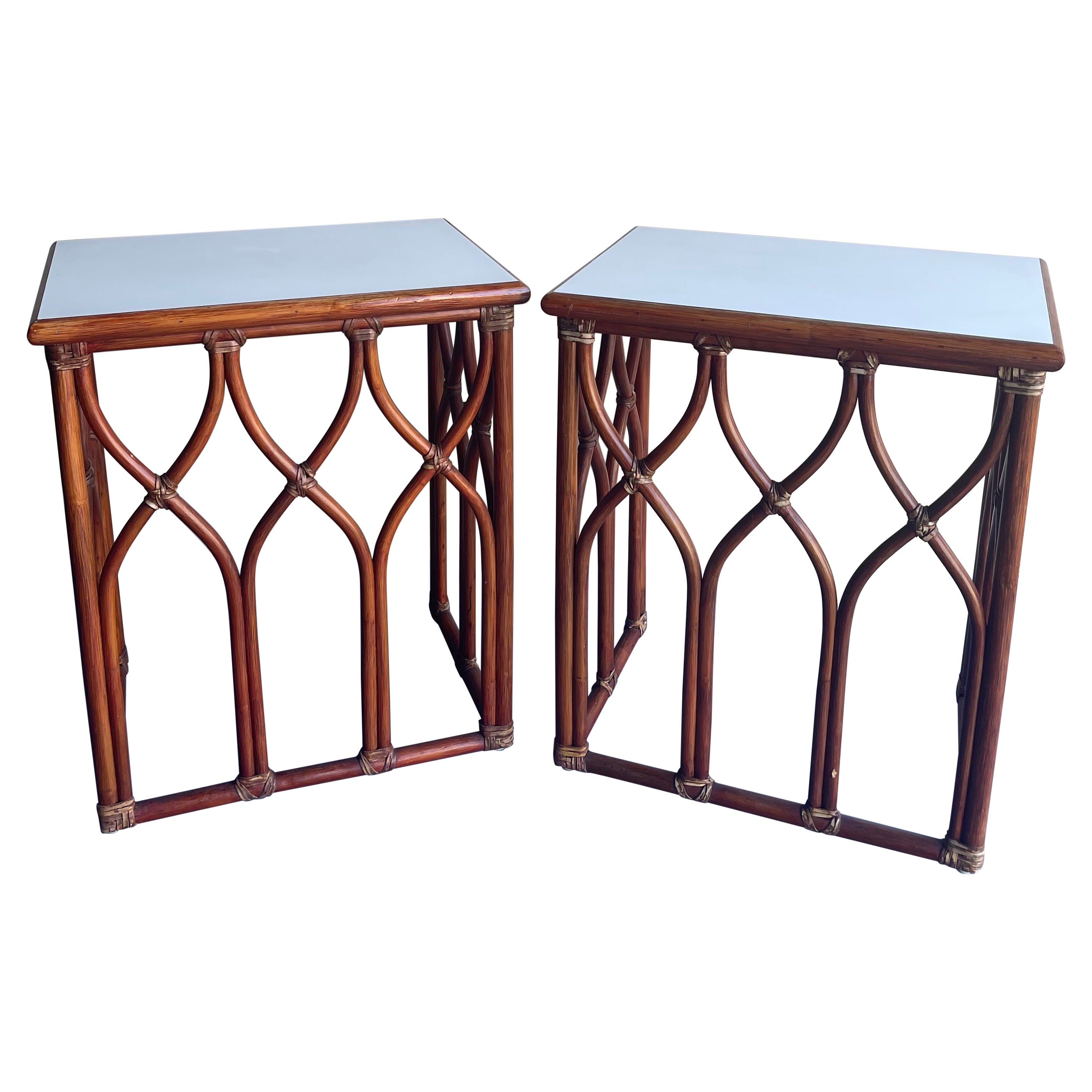 Pair of Bamboo End Tables by McGuire For Sale