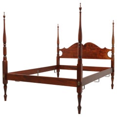 JL TREHARN Tiger Maple Sheraton Style Four Post Queen Bed