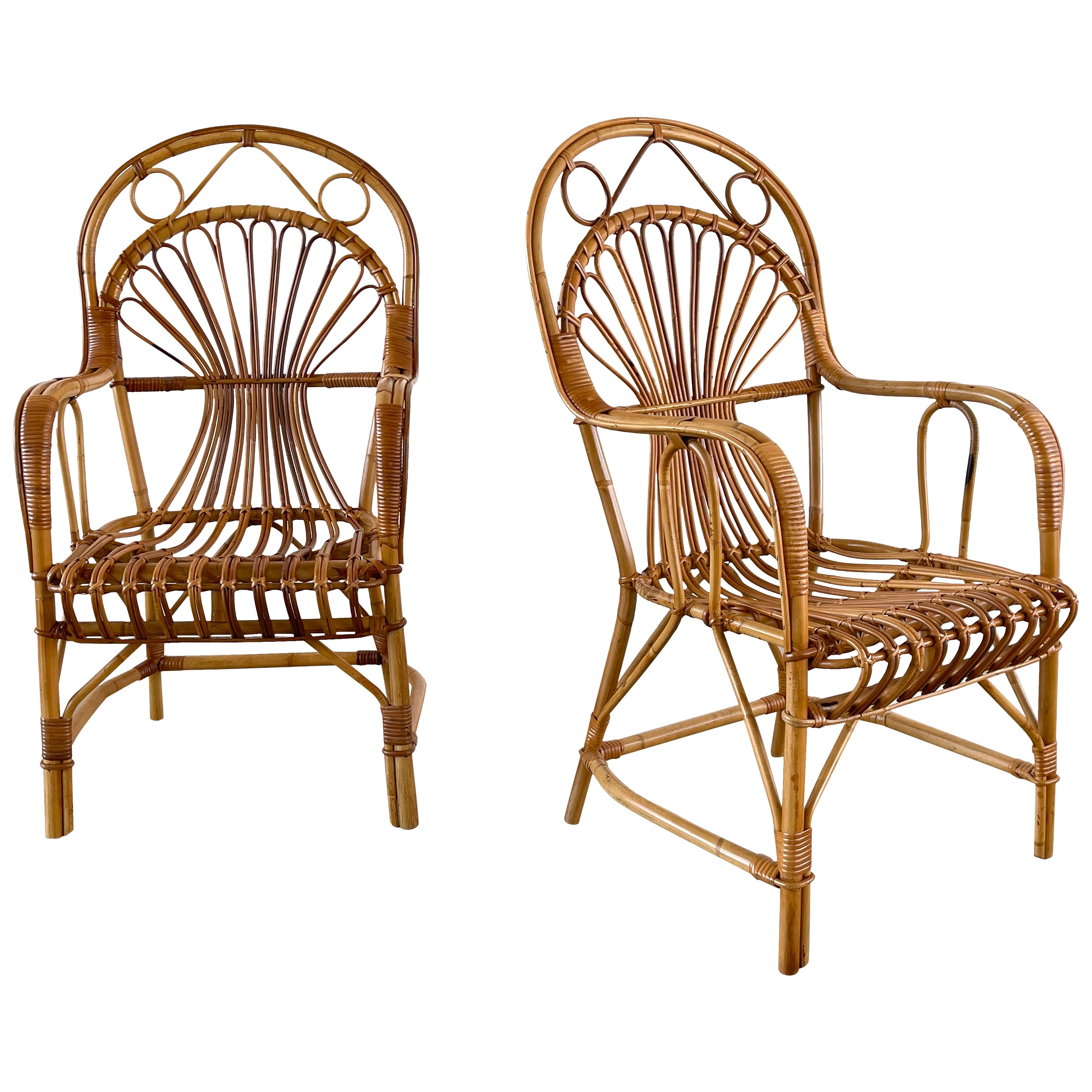 Italian Bamboo Chairs For Sale