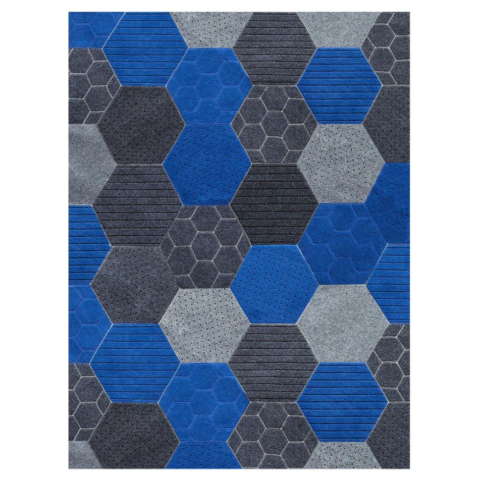 Array of Colorful Hues Customizable Hex Rectanglein Blue Small For Sale