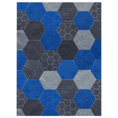 Array of Colorful Hues Customizable Hex Rectanglein Blue Large