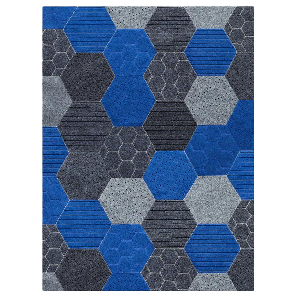 Array of Colorful Hues Customizable Hex Rectangle in Blue X-Large