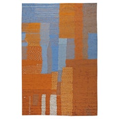 Doris Leslie Blau Collection Large Abstract Moroccan Style Blue Orange Wool Rug