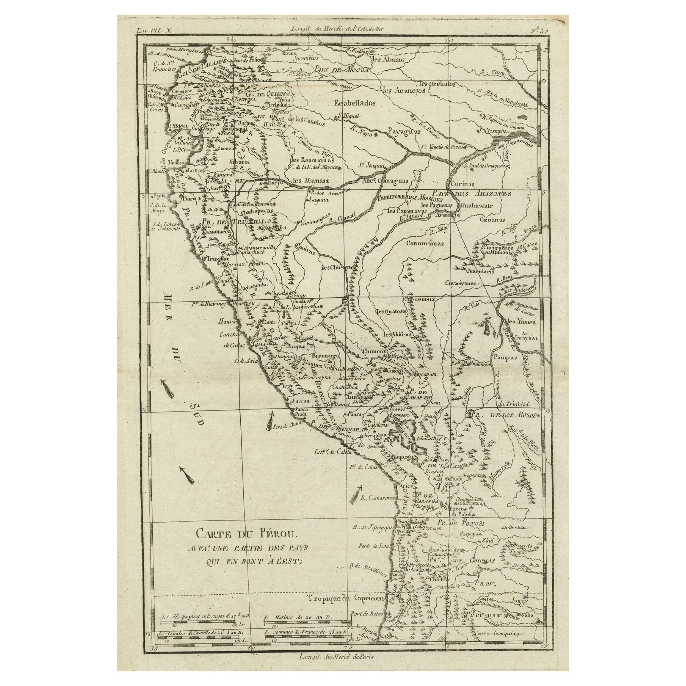 Map of the Western Coast of South America from Ecuador into Chili, ca.1780 For Sale