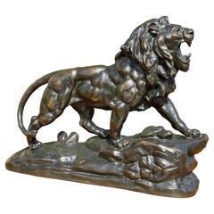Bronze Statue, Roaring Lion, 19th Century