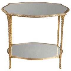 Vintage Baguès Side Table in Gilt Bronze Decorated with Mirrors