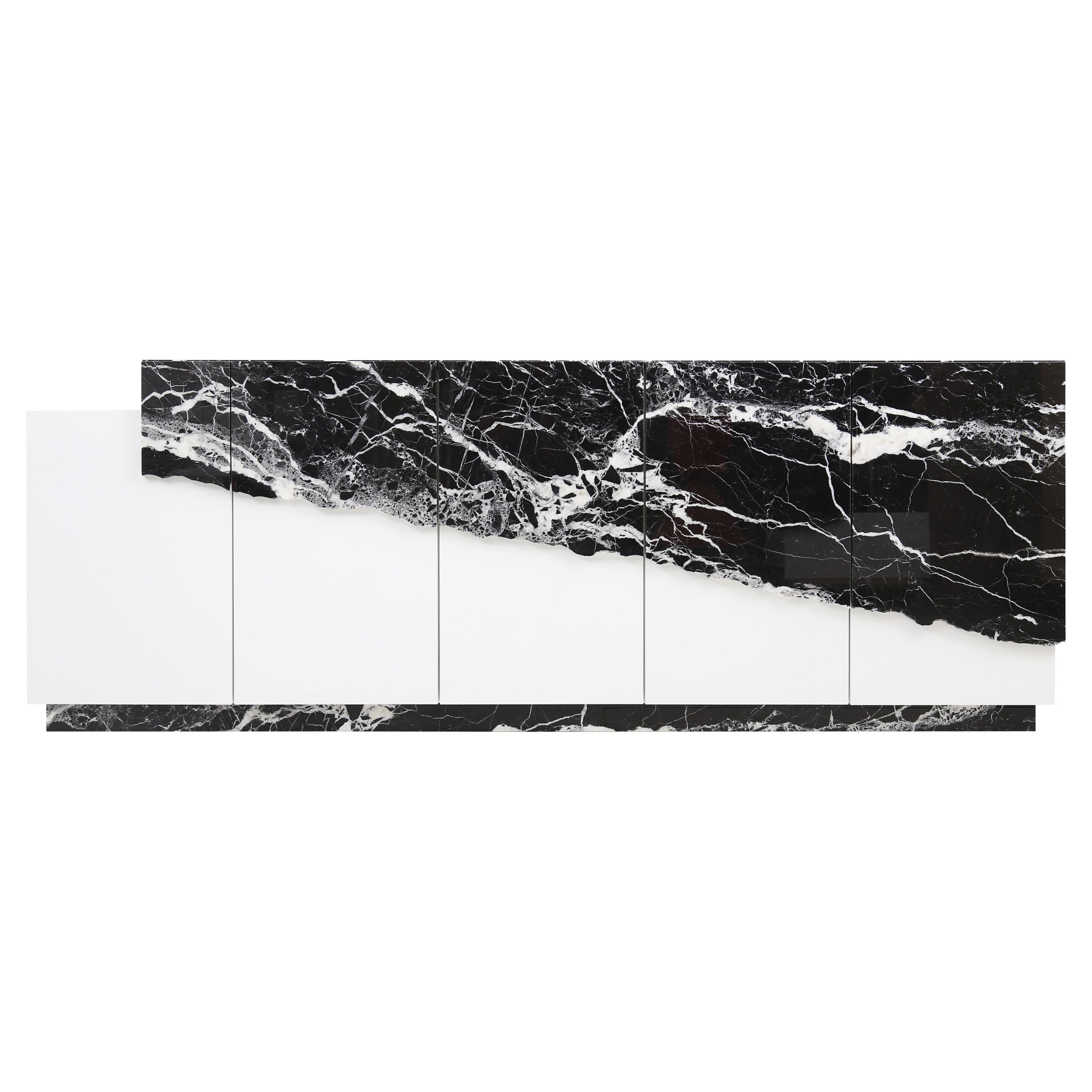 Contemporary Argentina Sideboard in Black Nero Marquina Marble by Railis For Sale
