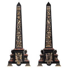 Pair of Marble Obelisks in the Egyptian Style, 19th Century
