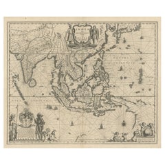 Antique Map of Southeast Asia, Extending from India to Tibet & Japan to New Guinea, 1640