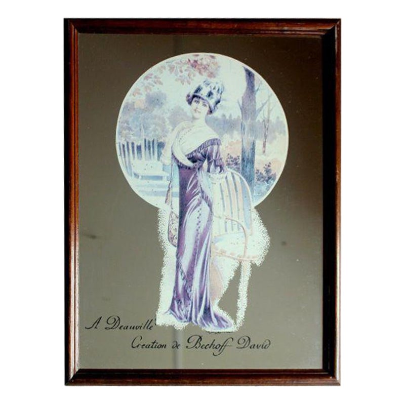 Parisian French Vintage Mirror Deauville Lady Early 20s Beshoft David For Sale