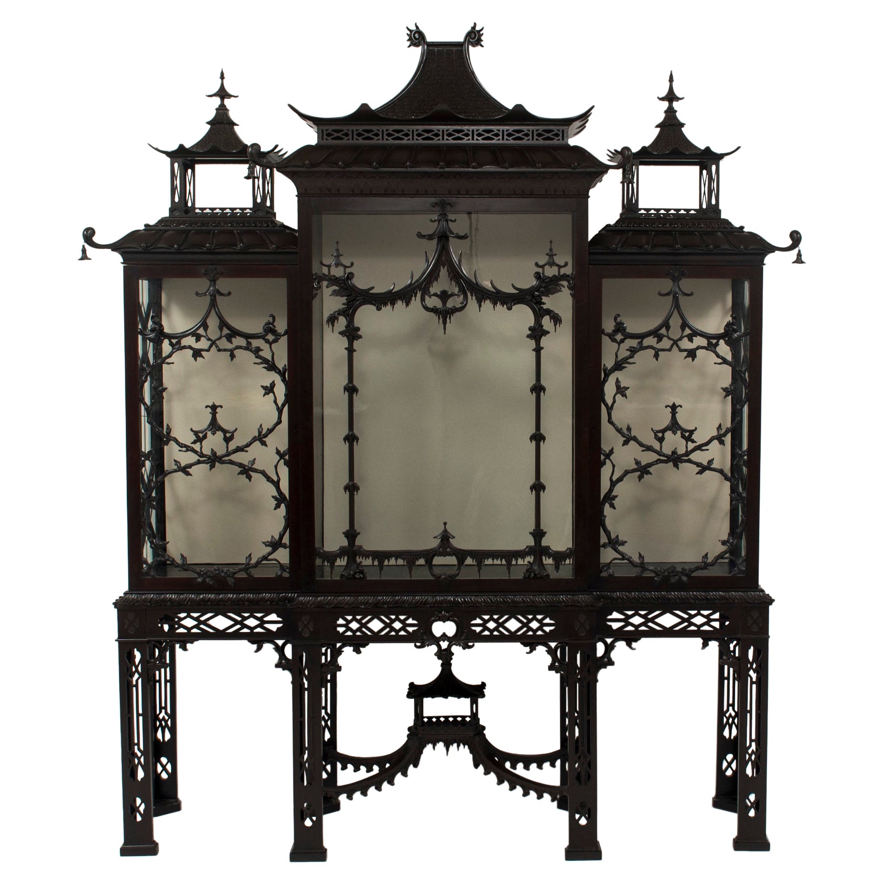19th Century Chinese Chippendale Pagoda Cabinet