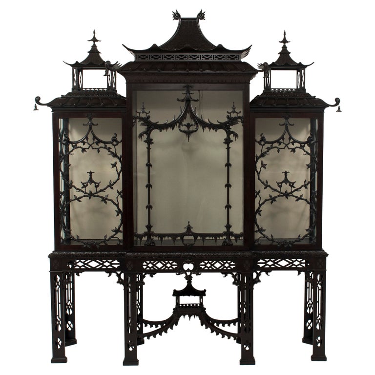 19th Century Chinese Chippendale Pagoda Cabinet For Sale