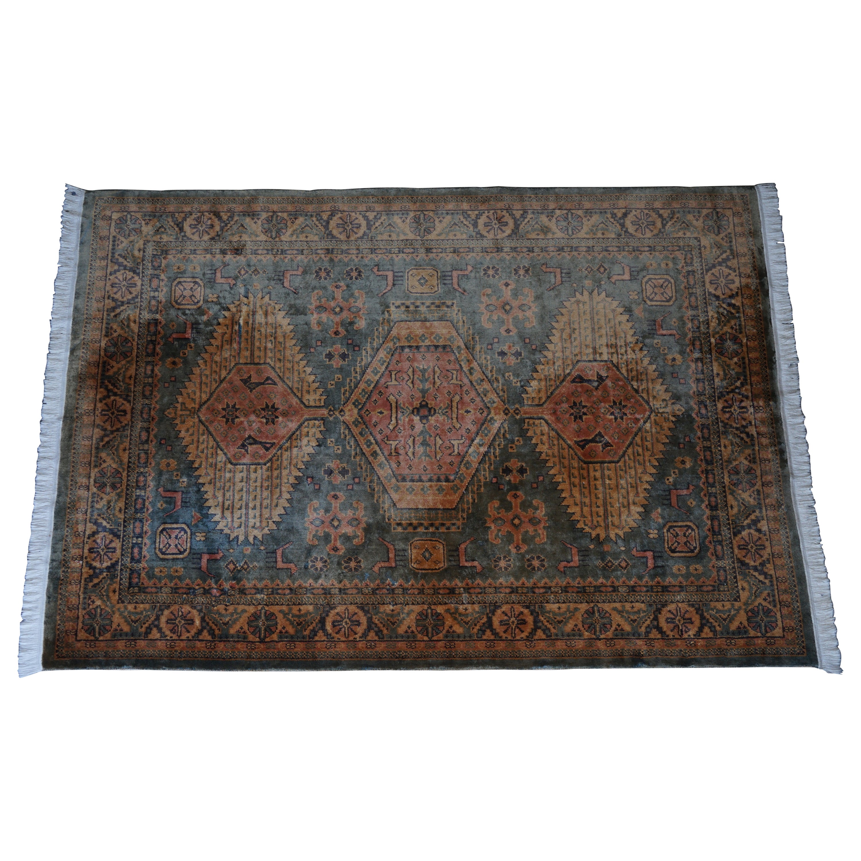 Grand tapis / moquette français ancien de style Kilim Aztek très bien vieilli en vente