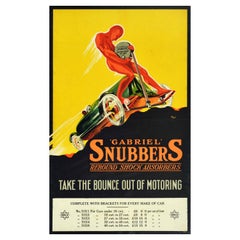 Original Antique Poster Gabriel Snubbers Rebound Shock Absorbers Classic Car Art