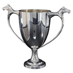 Vintage Silver Trophy Cup with Horse Head Handles