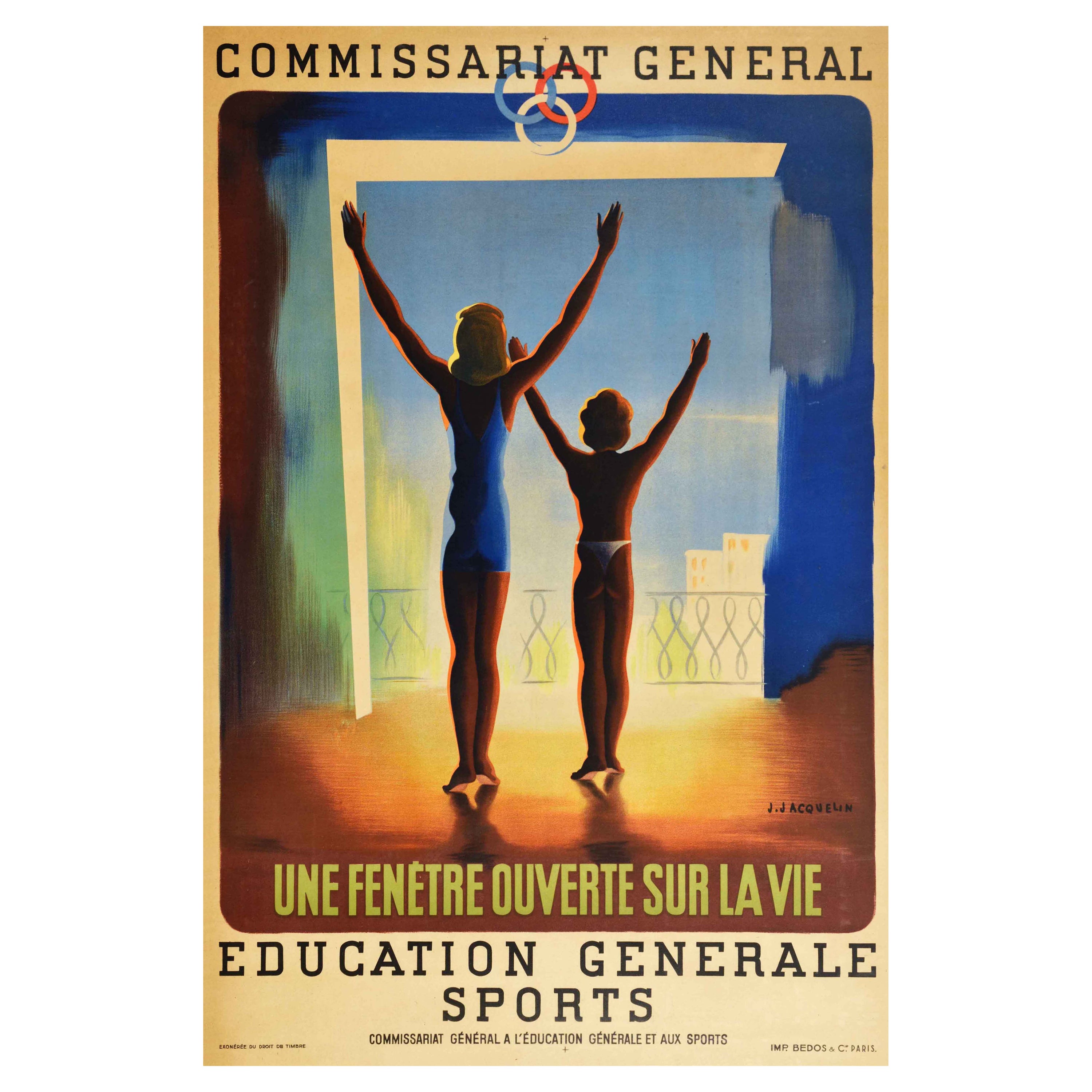 Original Vintage Poster An Open Window On Life Education Sport Health Propaganda For Sale