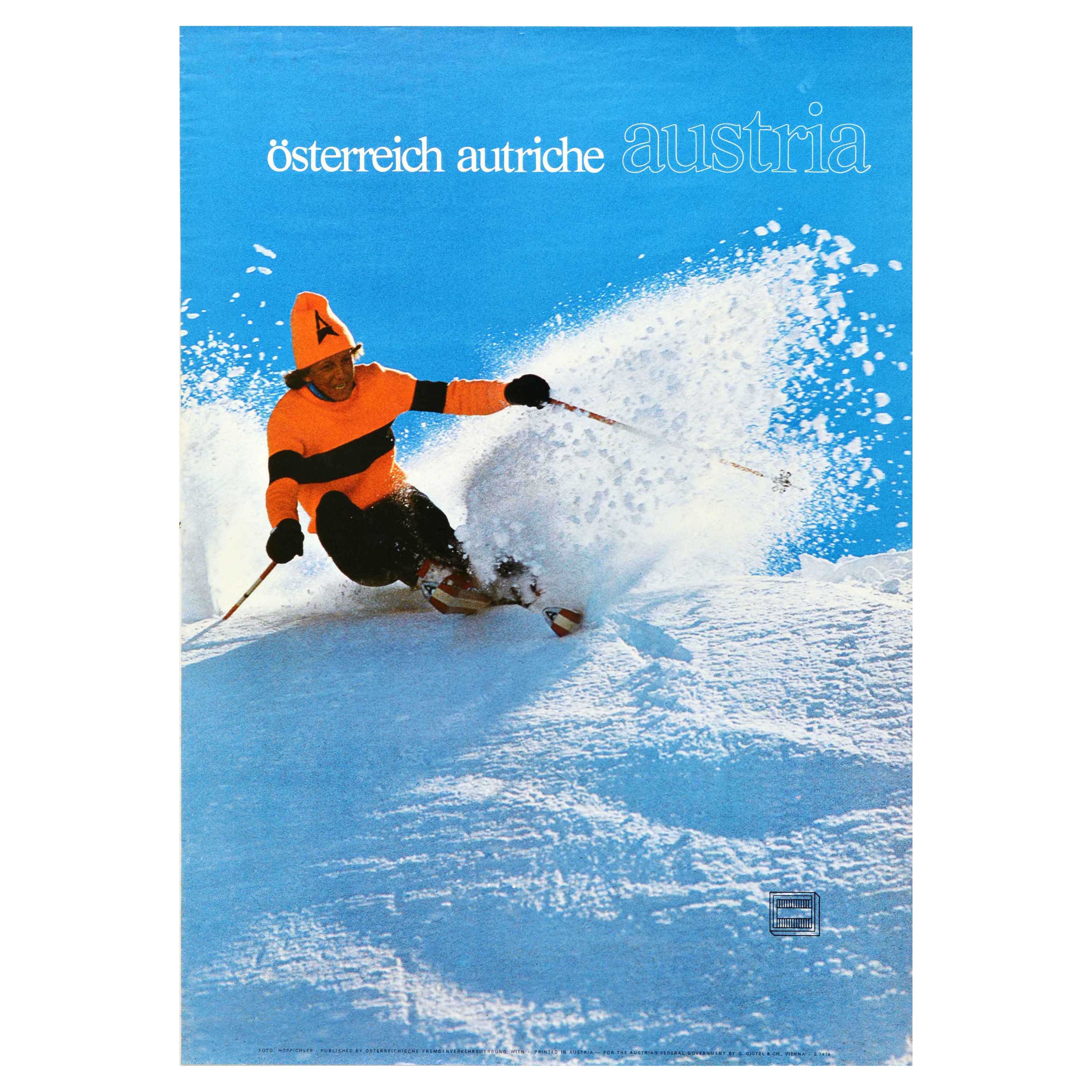 Original-Vintage-Ski-Poster, Osterreich, Autriche, Österreich, Wintersport, Reisen im Angebot