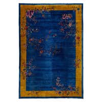 Midnight Blue Silk And Wool Modern Asterisk Rug By CARINI 8x10 For Sale ...