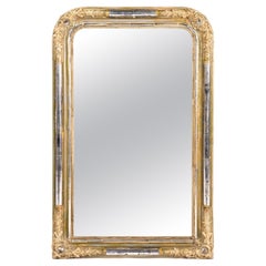 Antique French Silver Leaf Gilded Louis Philippe Mirror from the Alsace Region