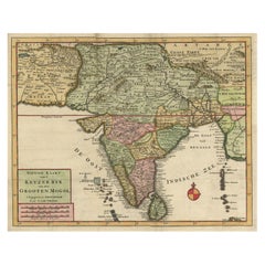 Antique Attractive Detailed Map of the Empire of the Great Mogul, Incl India, 1731