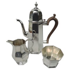 Traditional English Georgian Sterling Silver 3-Piece Coffee Set